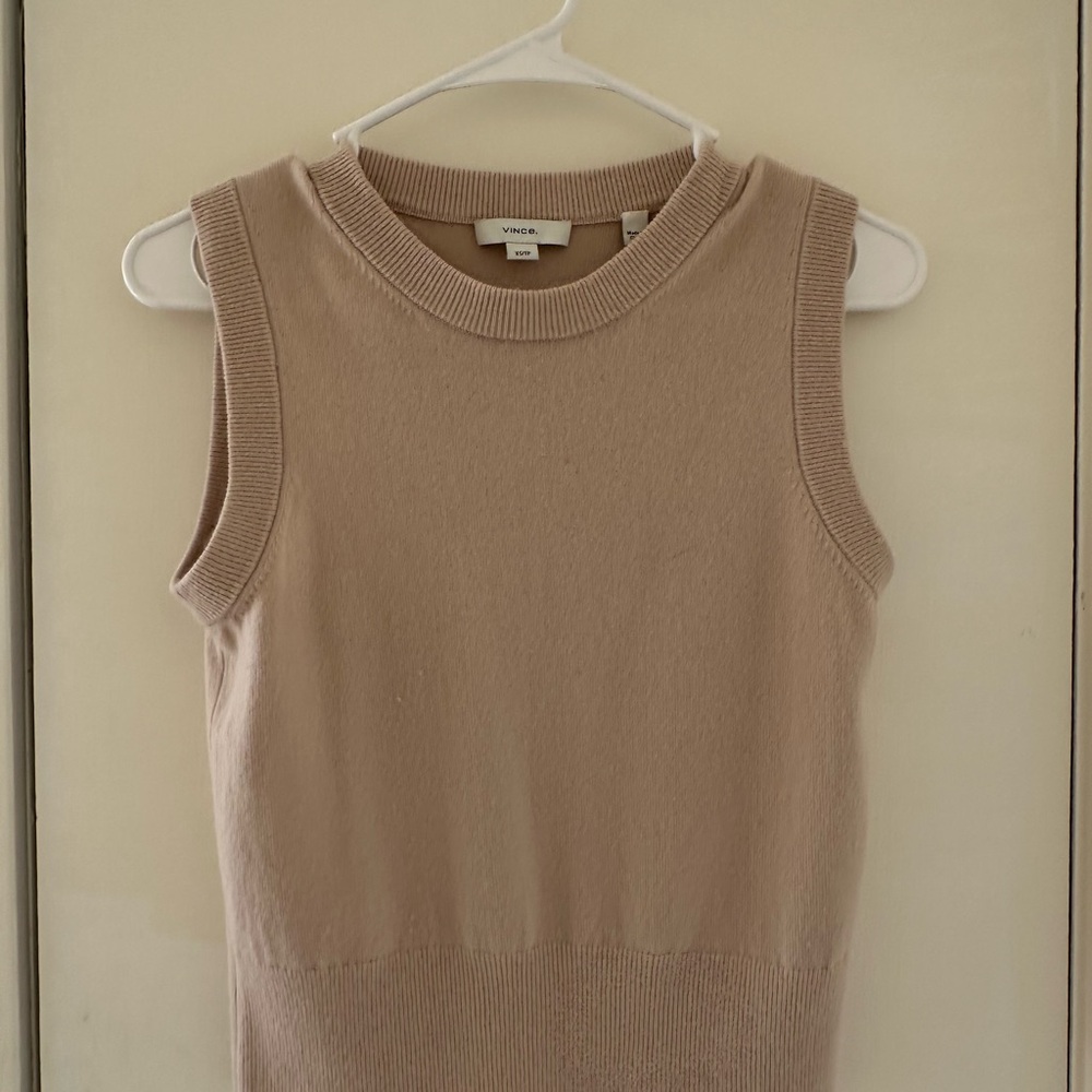 Vince Beige Sleeveless Knit Top
